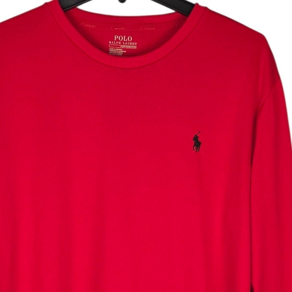 Polo Ralph Lauren Performance Shirt Men Large Red Long Sleeve Crew Pullover READ